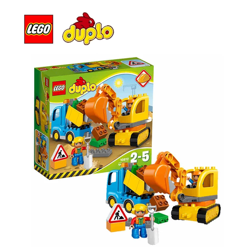 

LEGO Duplo Truck & Tracked Excavator Architecture Building Blocks Model Kit Plate Educational Toys For Children LEGC10812