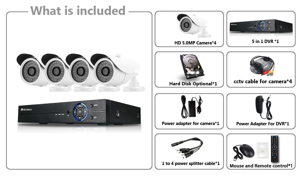5mp HD CCTV система 4CH 8CH AHD DVR 4 шт. 5.0mp 2560*1920 камера безопасности Крытая система видеонаблюдения легко удаленный просмотр