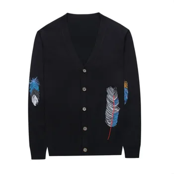 

2019 Autumn Winter New Sweater Cardigan for Men Casual Slim Sweaters Stylish Design Printing Dogs Plus Size Men Knitted Sweater