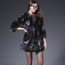 2017 Women Real Fur Coat New Design Genuine Fox Fur Jacket For Women Fashion Real Sliver Slim Coat Natural Outwear