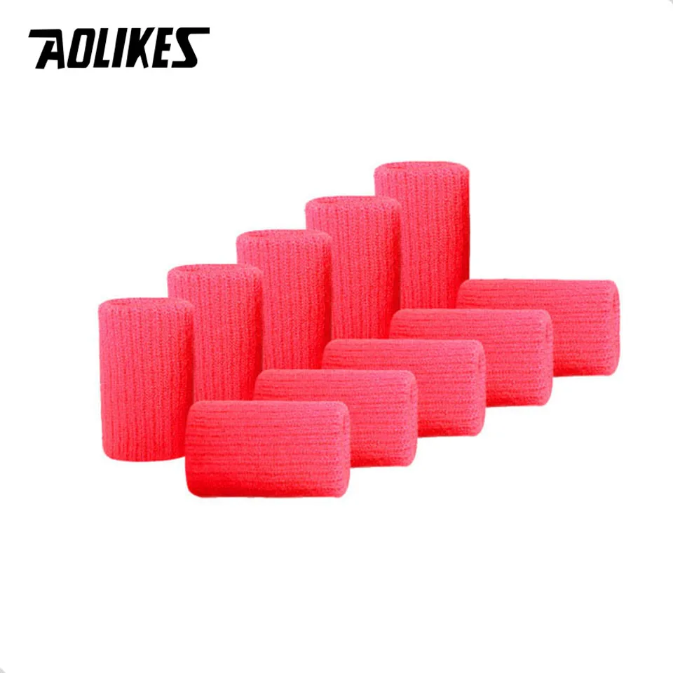 AOLIKES 10 шт./лот, эластичные рукава для пальцев, баскетбольные, спортивные, безопасные, для большого пальца, защита для волейбола, бадминтона, тренажерного зала, забота о здоровье - Цвет: Red