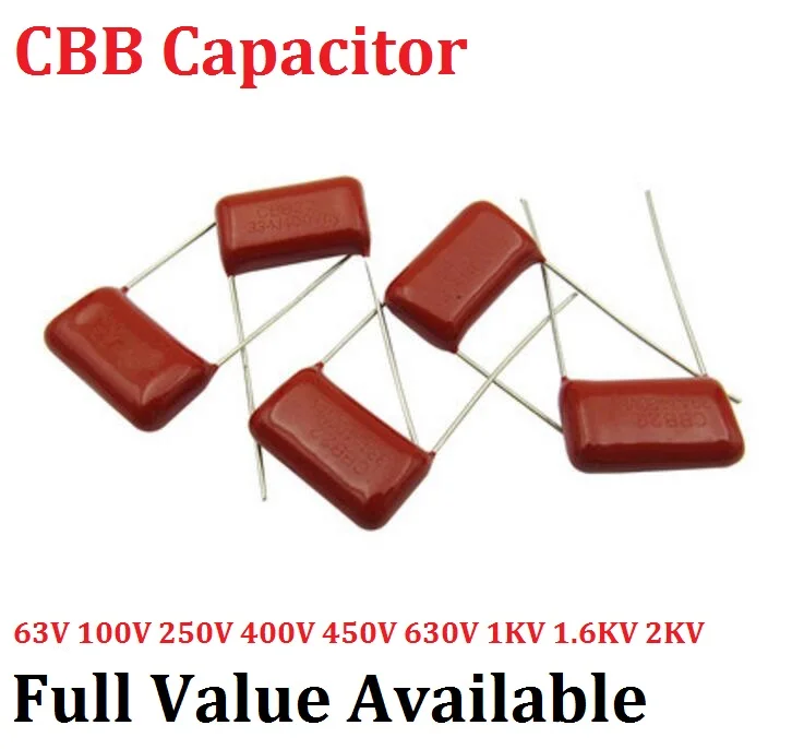 10 шт./лот CBB 630V 155J 20 мм 1 5 мкФ Металлизированный пленочный конденсатор 155J630V емкость