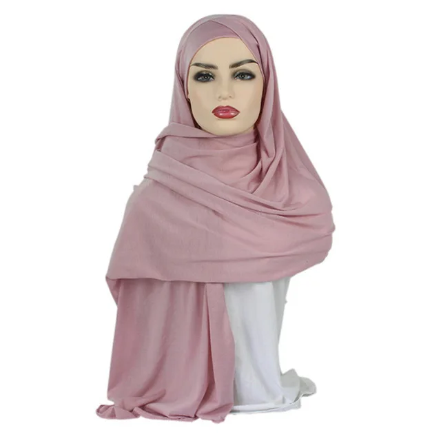 Модный женский Джерси-шарф шали и обертывания обычный хиджаб femme musulman Islamic foulard готов носить мусульманский головной платок - Цвет: 2