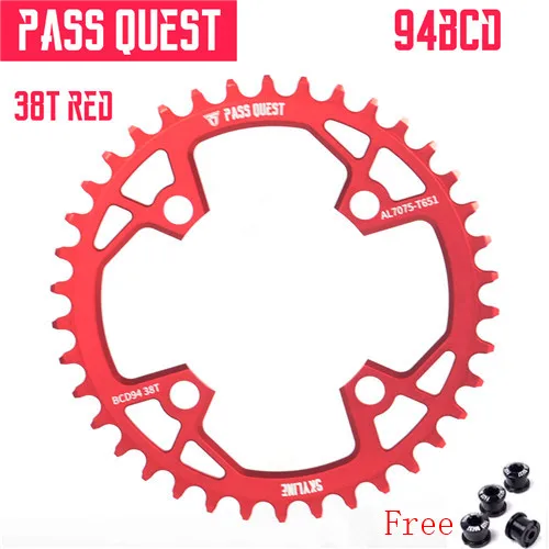 PASSQUEST 94BCD 32 т 34 Т 36 т 38 т 40 т Односкоростной велосипед Chian колесо узкий/широкий круглый Chainring для горного велосипеда дорожный велосипед - Цвет: 94BCD 38T Red