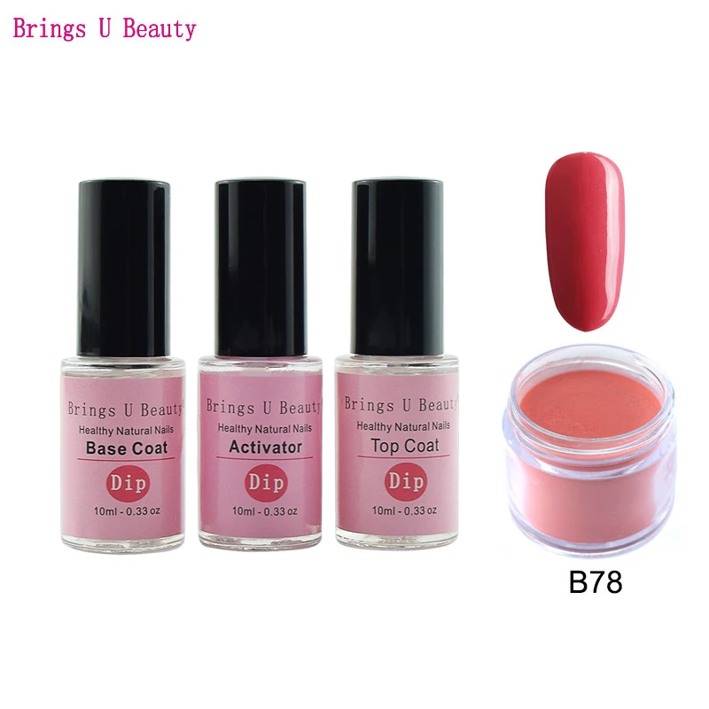 

4 in 1 Tool Kits Set Color Dip Powders 18g/pot Dipping Powder 10ml Base Top Activator Useful Nail Art Tools Color #77-#101