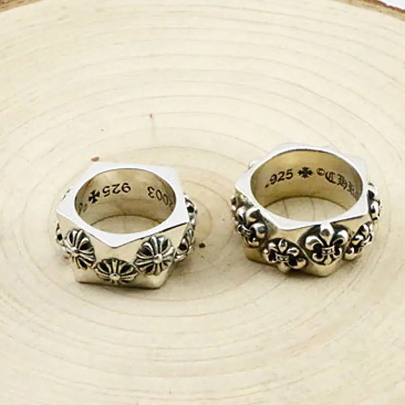 

CH S925 Sterling Silver Scouting Cross Men Fashion Punk Halley Style Thai Silver Retro Ring