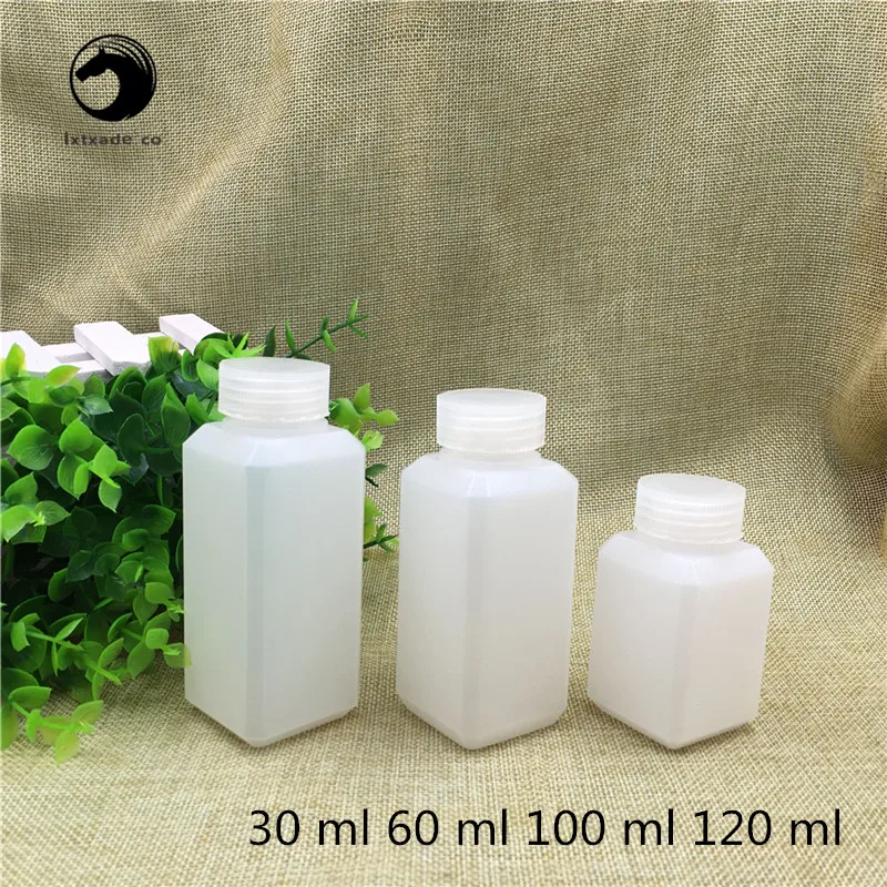Free Shipping 30 60 100 120 Ml Sealed Plastic Empty Square Bottle