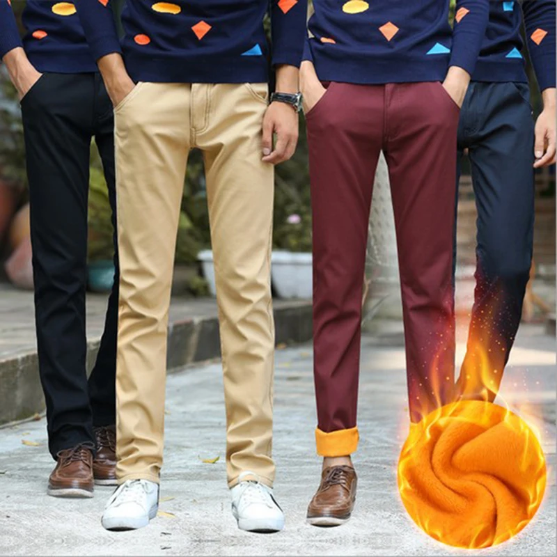 Buy Thick fleece business style pants autumn winter
