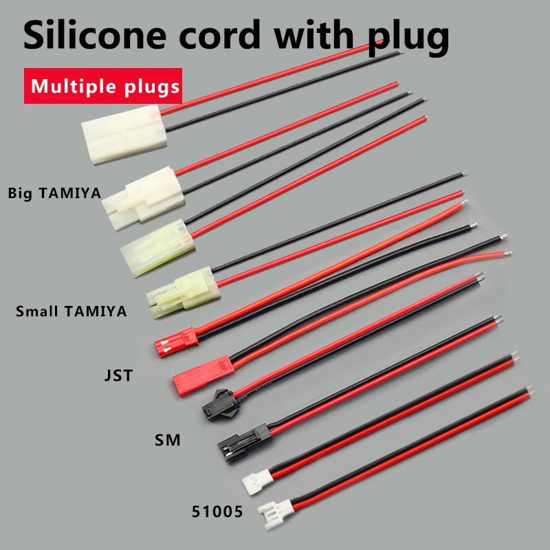

Silicone wire with plug Connector terminal wire JST TAMIYA SM 2P Plug Male to Female splice Wire Connectors red and black wire
