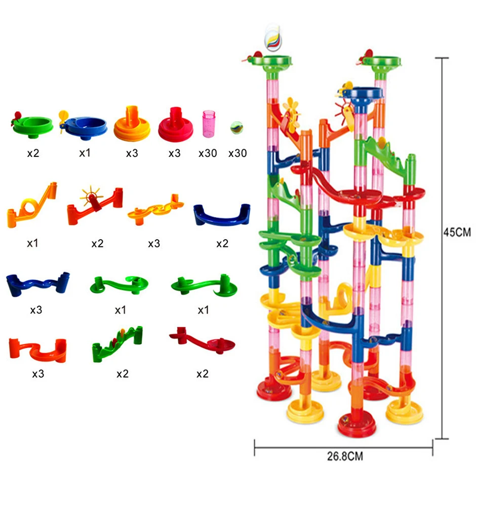 105 шт Дети DIY трек Строительная труба конструктор для детей шаровая цепь мраморный трек бегать шары лабиринты развивающие игрушки подарки