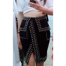 Осенние женские новые стильные Асимметричные металлические бусы, юбка Зимняя с высокой талией, повседневные юбки, раздельная облегающая Короткая юбка для женщин