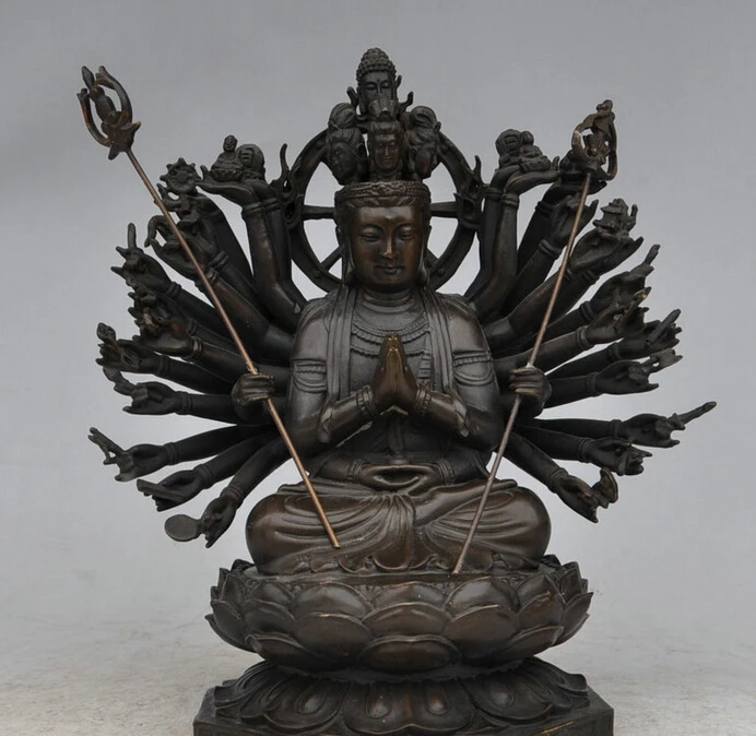 Коллекционный Бронзовый S1402 10 &quotТибетский чистый народный Лотос 1000 Arm Avalokitesvara