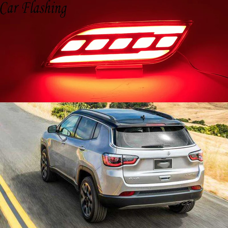 

Car Flashing 1 Pair LED Rear Light for Jeep compass 2017 2018 Additional Brake Light Bumper Light Taillight
