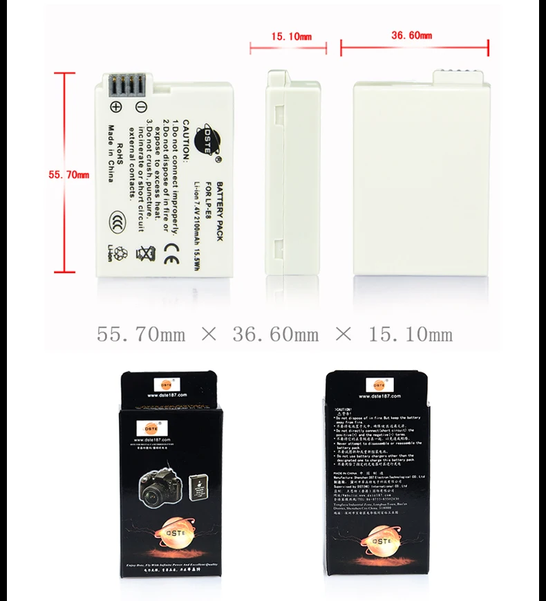 2/3 DSTE 2100 мАч 7,4 V LP-E8 цифровой Камера Батарея 1* Зарядное устройство для CANON 550D 600D 650D 700D X4 X5 X6i X7i Rebel T2i T3i T4i T5i