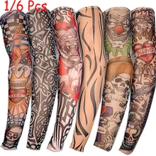 Горячее предложение, 1 шт., велосипедные спортивные тату-рукава, УФ крутые рукава для рук, для велоспорта, бега, для рук, теплые спортивные эластичные нарукавники для рук