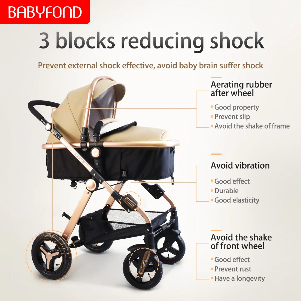 Детская коляска 3 в 1 с автокреслом для новорожденного с высоким видом, складная детская коляска, дорожная система de bebe 3 в 1