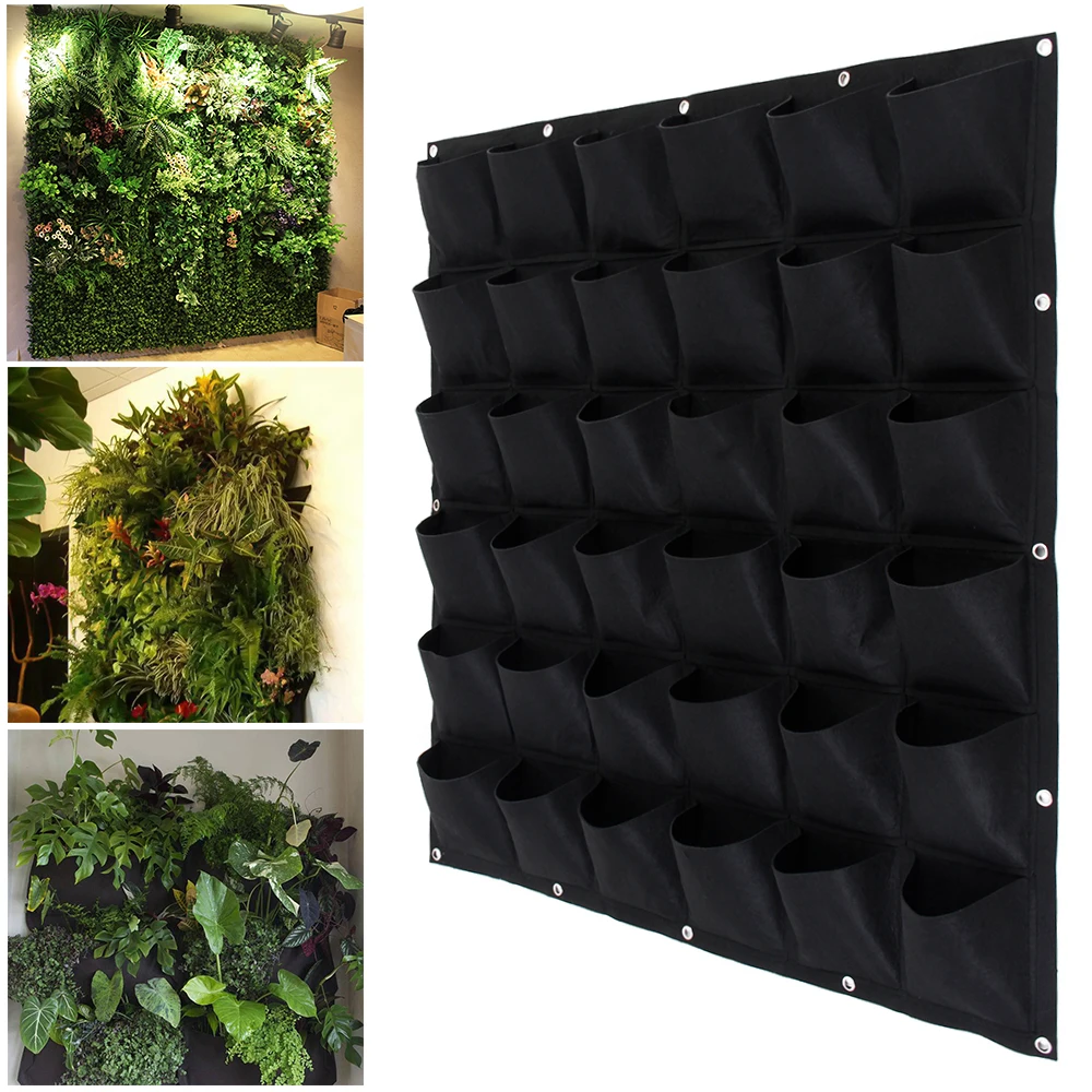 

Wall Garden Grow Bag Pockets Felt Vertical Planter Wall-mounted Flower vegetable seedling Hanging Planting Indoor Growing Pot