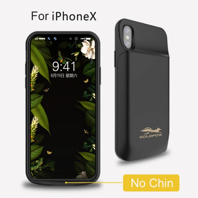 GOLDFOX Portable Charging Case Battery Charger Case For iphone X High Capacity 6000mAh Power