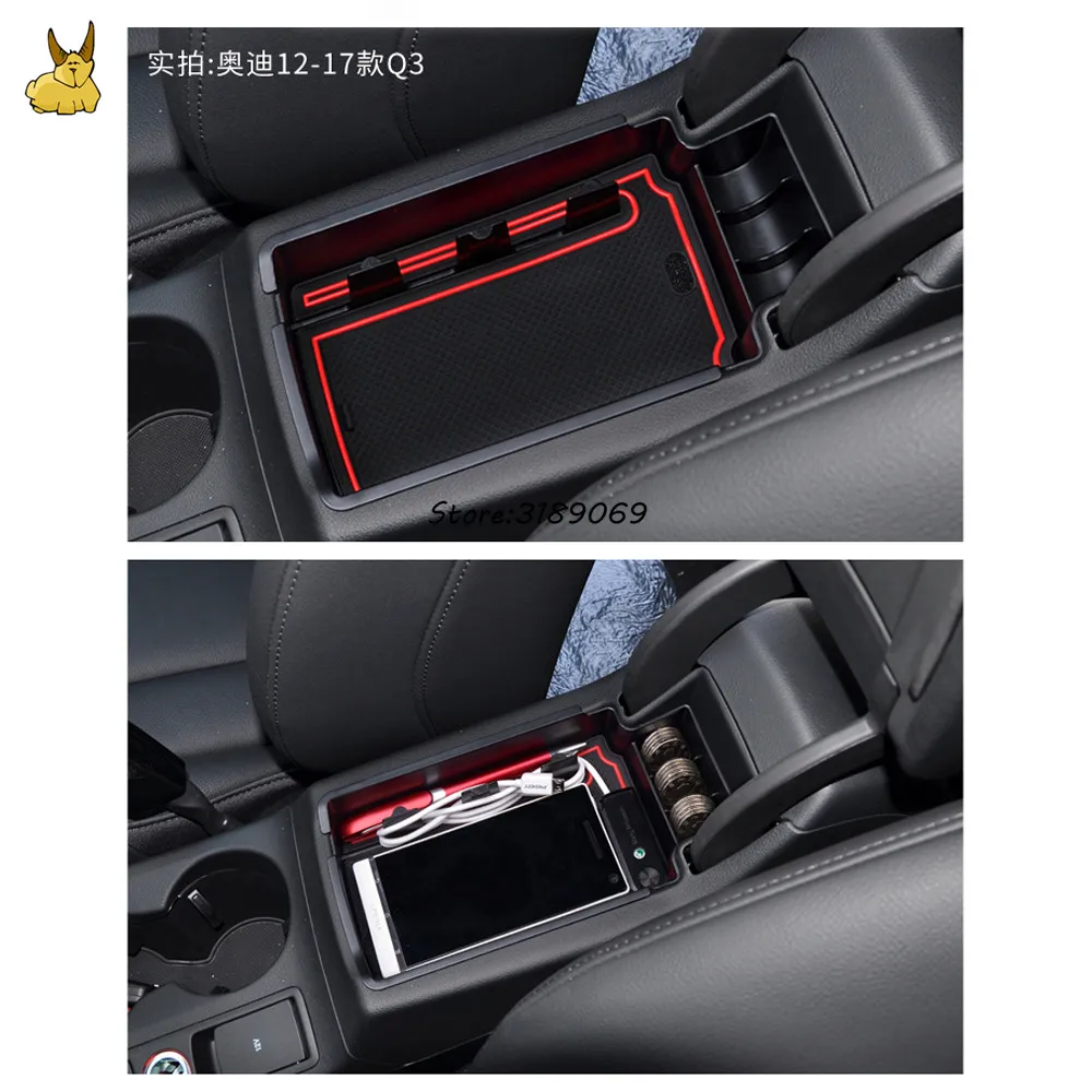 Car organizer For audi Q3 2012 2017 central armrest storage box stowing