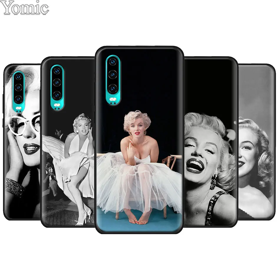 

Marilyn Monroe Black Soft TPU Case for Huawei P30 Pro P20 P9 P10 P20 P30 Lite P Smart Plus Mate 10 20 Lite Silicone Case Cover