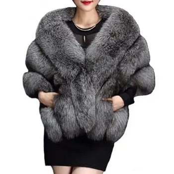

Brieuc Latest Winter Faux Fur Coats luxury fox fur imitation mink fur poncho bridal wedding dress shawl cape women vest fur coat