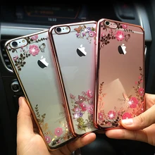 Мягкая прозрачная металлическая зеркальная рамка с цветами+ мягкий чехол из силиконового геля для iPhone XR XS MAX 4 4S SE 5 5S 6 6S 7 8 Plus X