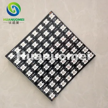 

5V 8*8pixels WS2811 led pixel panel light;DC5V input,black pcb;ws2812b 4pins chip;digital full color