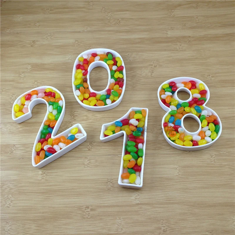Creative ceramic number plate candy dishes fruit dessert plate beans