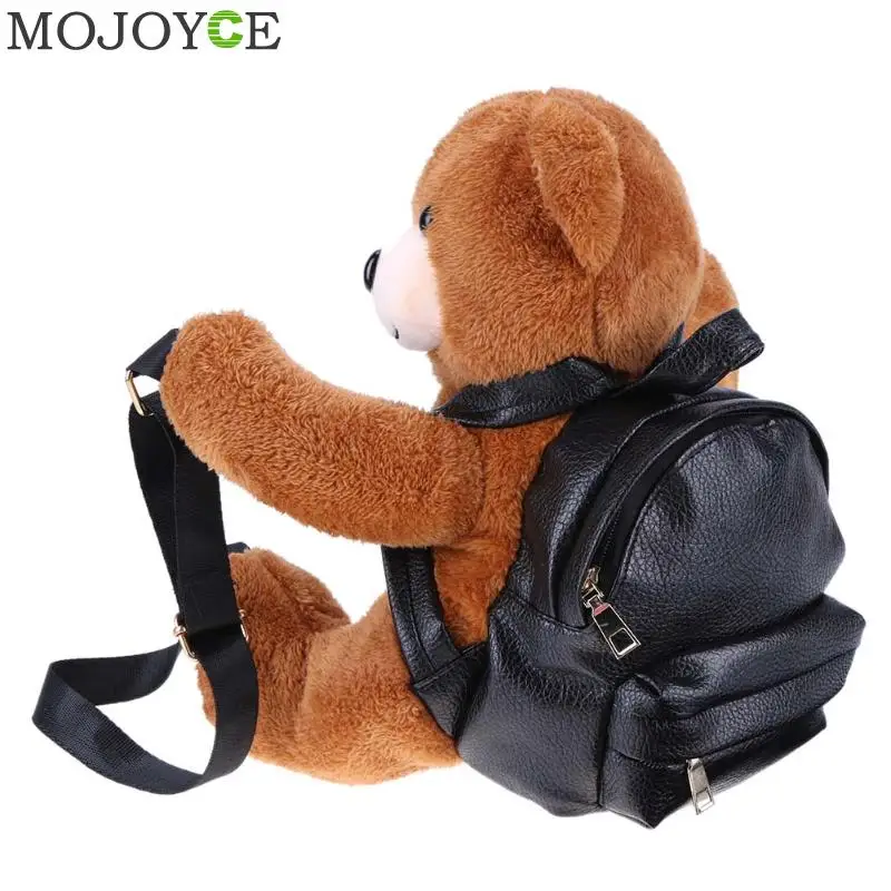 

Teddy Bear Plush Backpacks Soft Bear Shoulder Bag Fashion Winter Warm Women Backpack PU Leather Rucksack Female Mochila Bags
