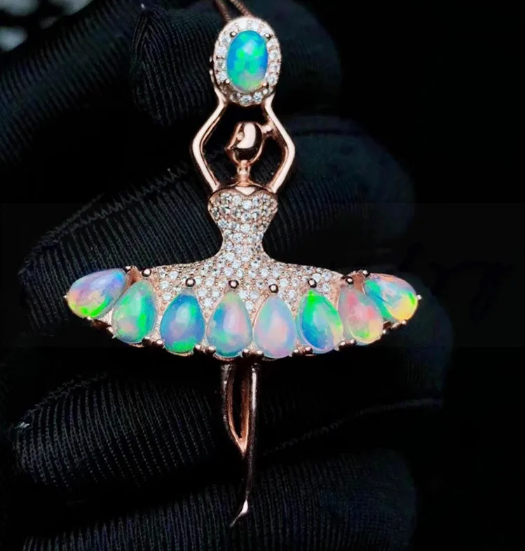 Opal necklace pendant Free shipping 925 sterling silver Natural real