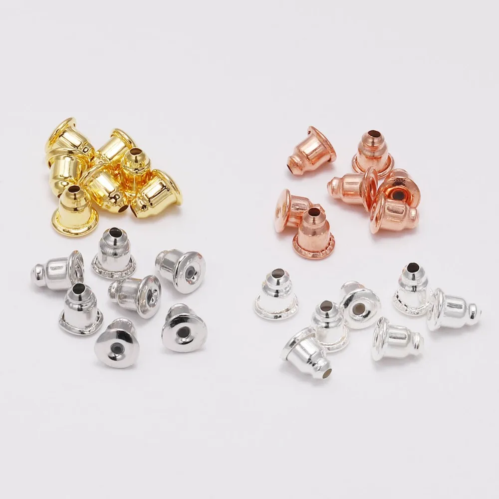 

Size 5*6mm 200pcs/lot Gold Silver Metal Caps Earring Studs Stopper Bullet Earring Back Plugging Blocked For Diy Jewelry Making