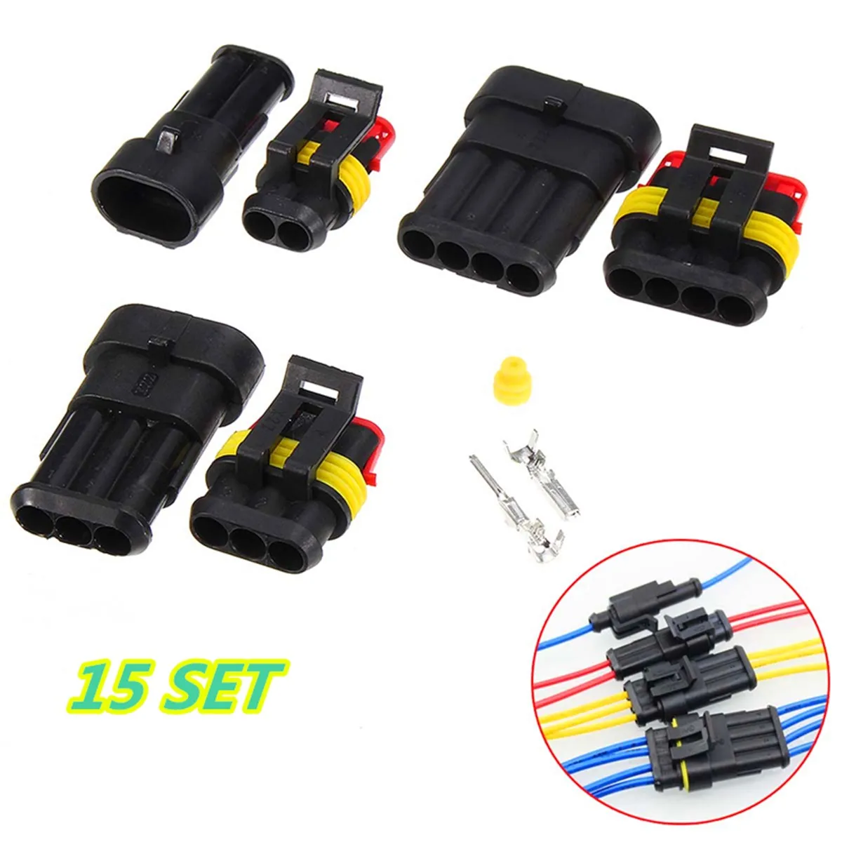 Buy KROAK 15 Kits 2 3 4 Pins Way AMP Sealed Waterproof