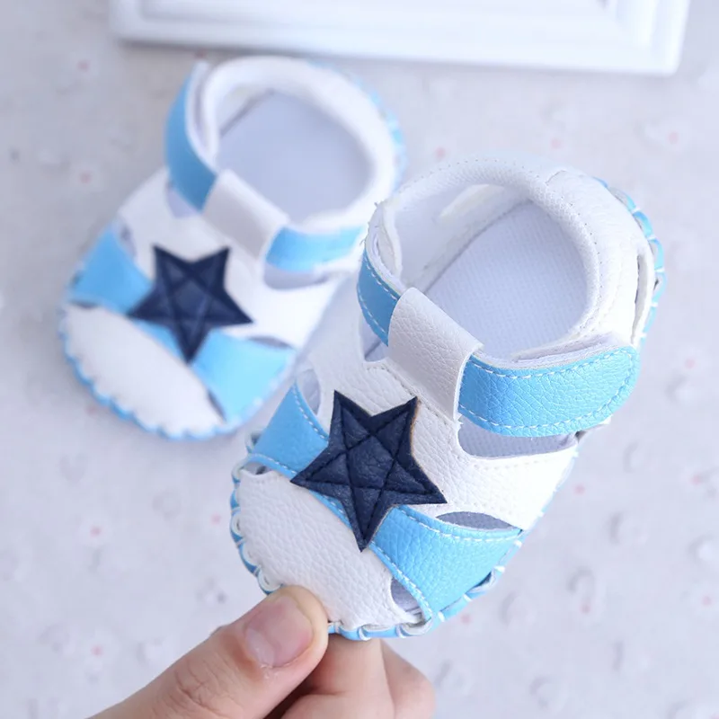 2017 PU Leather Baby Shoes Soft Soles Air Permeable Infant Shoes Star summer Comfortable Newborn