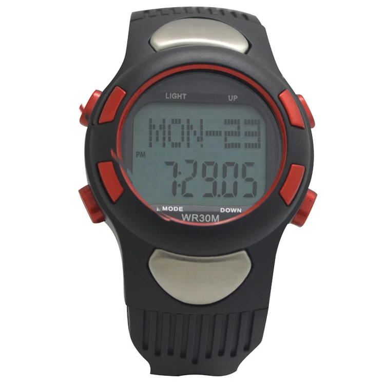 

YCYS-Water-resistant Sports Pulse Heart Rate Monitor Fitness Exercise Watch Pedometer Calorie Stopwatch Outdoor Cycling Red