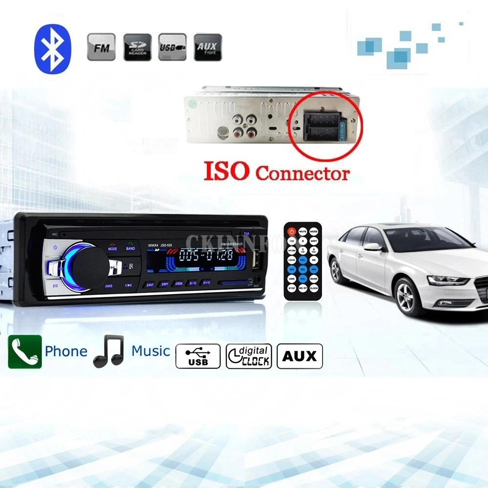 10 шт./лот автомобильный радиоприемник стереоплеер Bluetooth телефон AUX IN MP3 FM/USB/1
