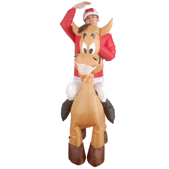 2018 Рождественский красивый костюм надувные ездить на Jockey и лошадь костюм Рождество Декор костюм