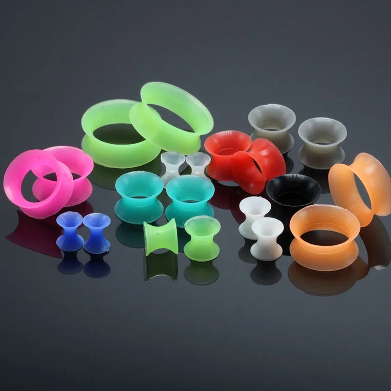 2PCS Soft Silicone Ear Plugs Flesh Ear Tunnels Ear Gauges Ear Expanders 3-20mm Mix Colors Body Piercing Jewelry Free Shipping