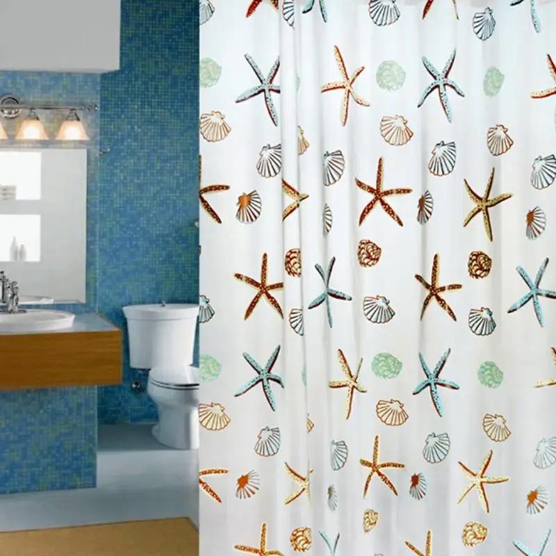 

180x200cm PEVA Bathroom Shower Curtains Water Proof Thickening Bath Curtain Starfish Hibiscus Pattern 6 styles