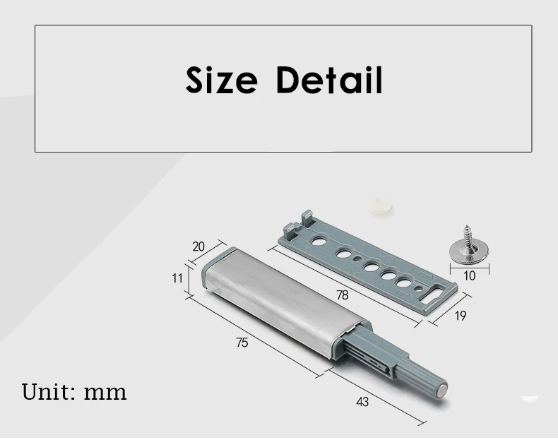 NAIERDI 10PCS Stainless Steel Door Stopper Cabinet Catches Push to Open Touch Damper Buffer Quiet Closer Furniture Hardware