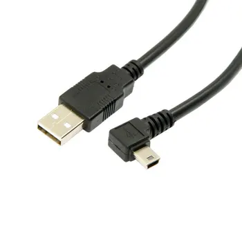 

(100 pieces) Mini USB B Type 5pin Male Left Angled 90 Degree to USB 2.0 Male Data Cable 50cm 180cm mini-b Angle Cable 0.5m 1.8m