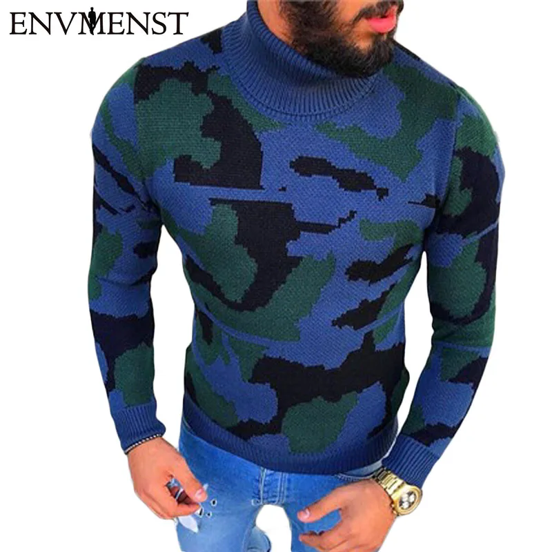 Env Для мужчин st 2018 осень Новый свитер Для мужчин Slim Fit камуфляж хлопковые пуловеры мужской вязаный свитер мужской моды