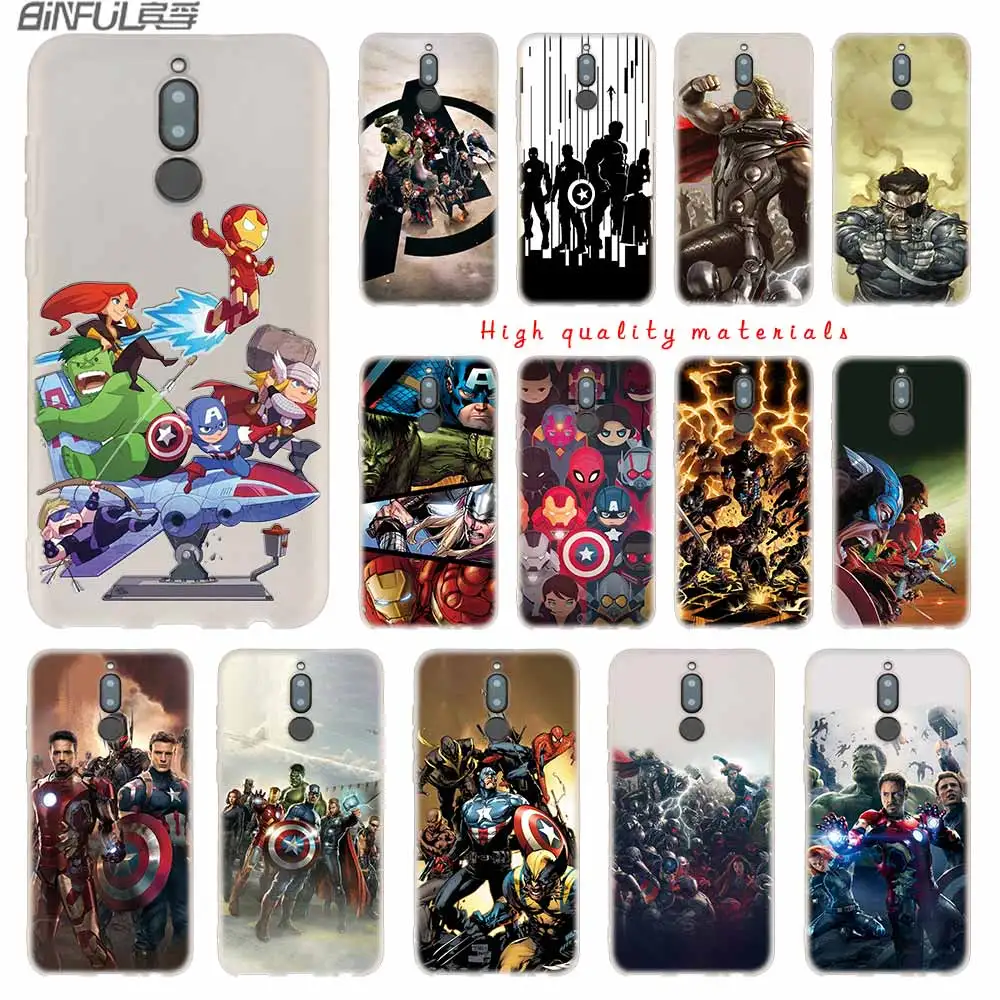 

Soft Silicone Case For Huawei Mate 10 Lite 10 20 Lite Pro 20X S Y5 2017 Y9 2018 2019 NOVA 3 3i 4 Y7 Marvel The Avengers stickers