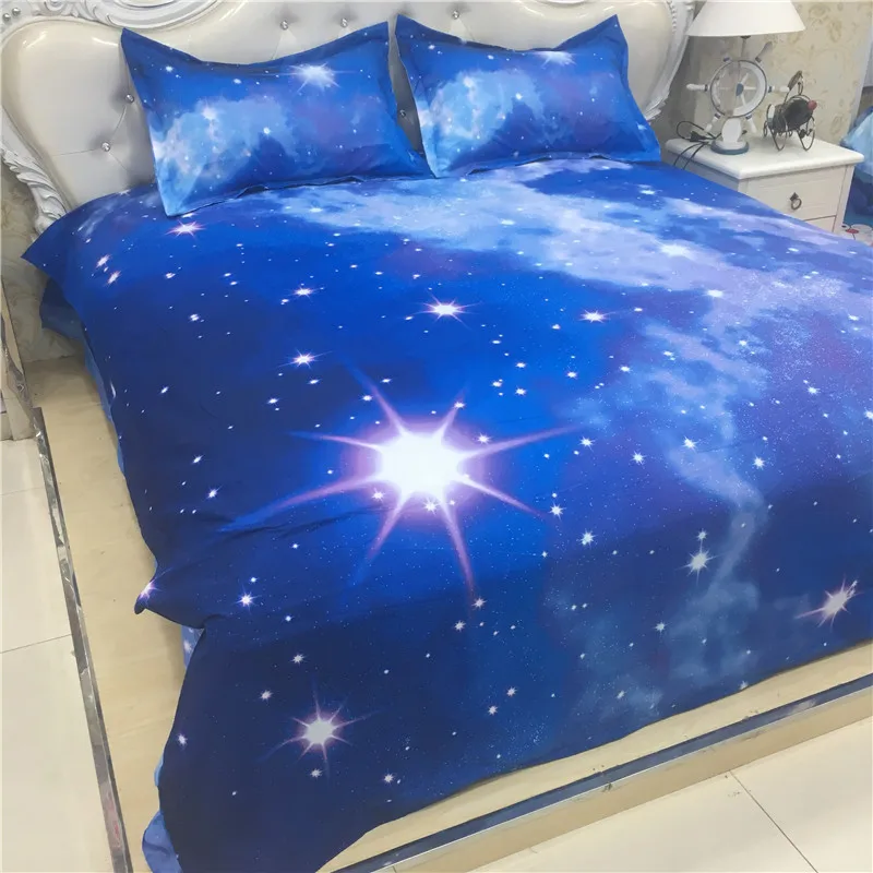 XK 016 Kids fancy blue galaxy bed set single 3pcs full double size 4pcs