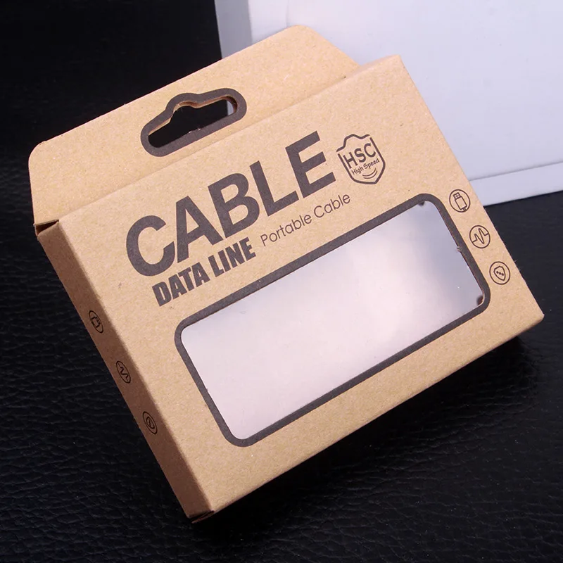 1 1.5M Micro USB Cable Retail Packaging Brown Kraft Paper Package Box micro usb charge cable