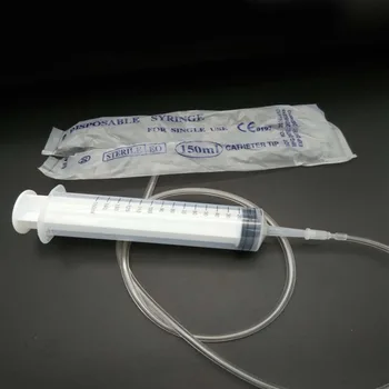 

150ml Syringe Plastic Syringe Reusable Large Hydroponics Nutrient Measuring & 70cm Tube Plastic & Silicone Measuring Syringe