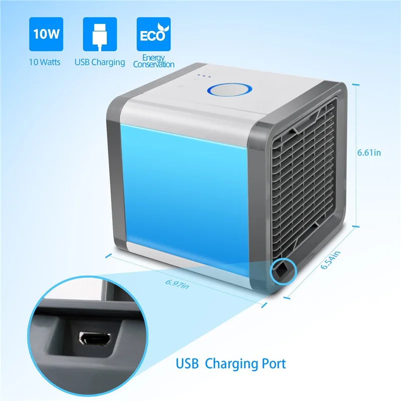 

USB Mini Portable Air Conditioner Humidifier Purifier 7 Colors Light Desktop Air Cooling Fan Air Cooler Fan for Office Home