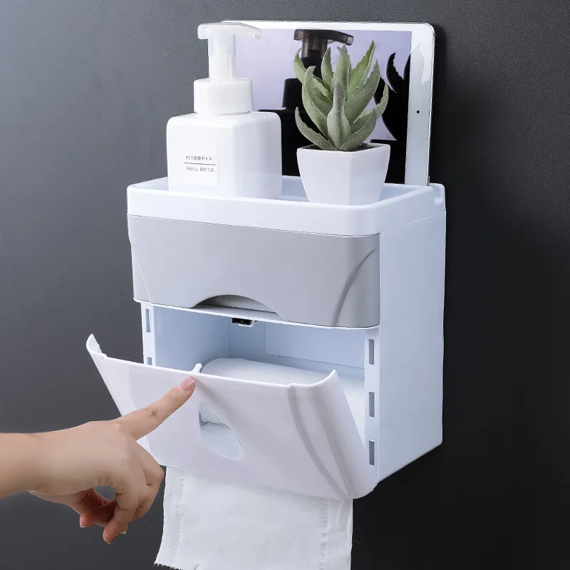 

Multi-functional Storage Box Toilet Paper Storage Rack Wall Hotel-style Storage Box Family Paper Towel Box Towel Storage Rack