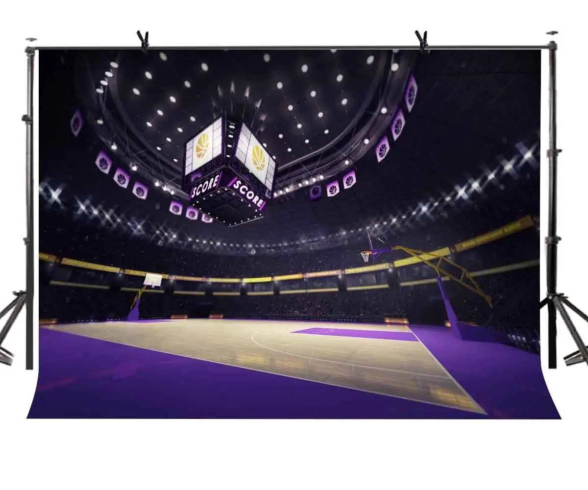 7x5ft баскетбольная площадка фон фиолетовый крутой роскошный для фотосъемки и