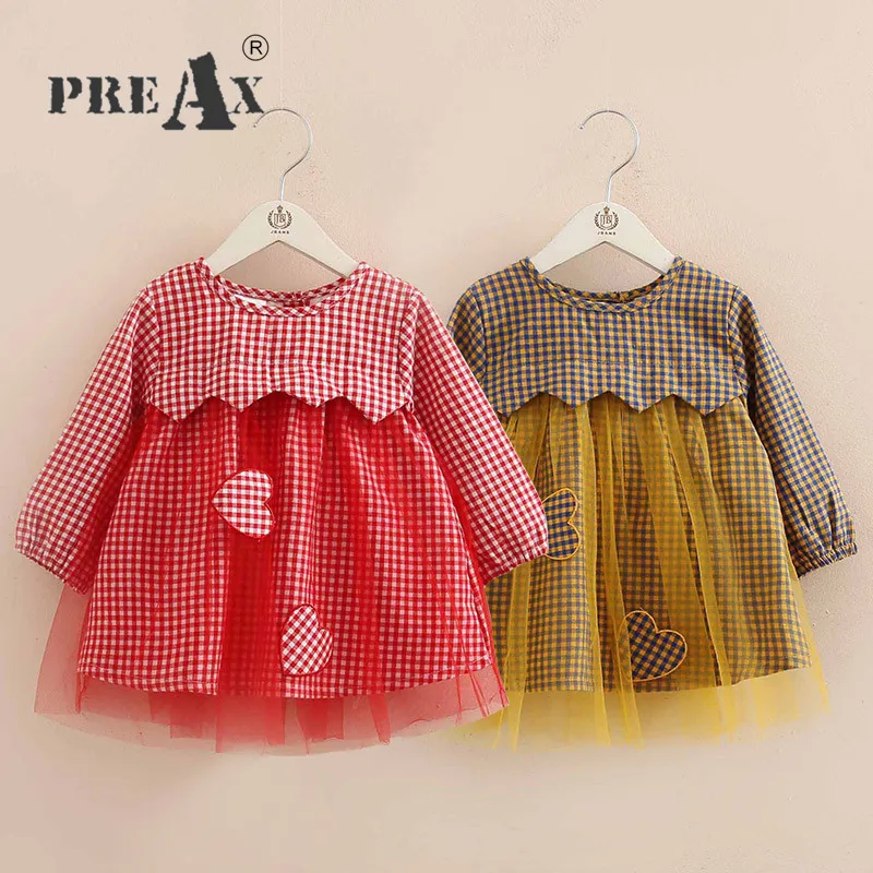 

Baby Girl Dress 2018 New Spring Autumn Girls Dress Fashion Princess Dress Mesh Patchwork Heart Shape Dress Baby Girl Clothes