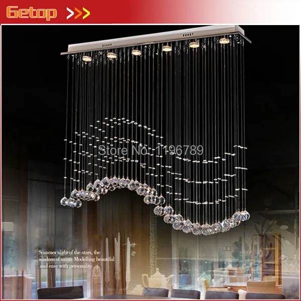 Us 108 62 54 Off Modern Crystal Chandelier Hanging Wire Lamps Led Wave Light Bar Restaurant Living Room Lights Aisle Lamp In Pendant